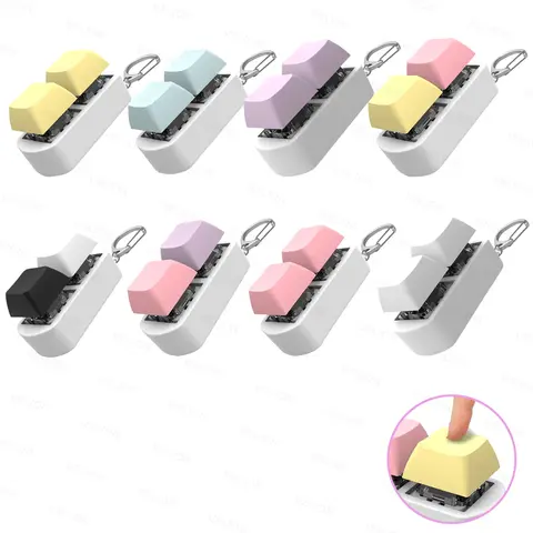 2/1 Keys Mini Point Keycaps Keychain Fidget Toys,Keyboard Keycaps Toy Stress Relief Fidget Keyboard Caps Toy Black White Keycap