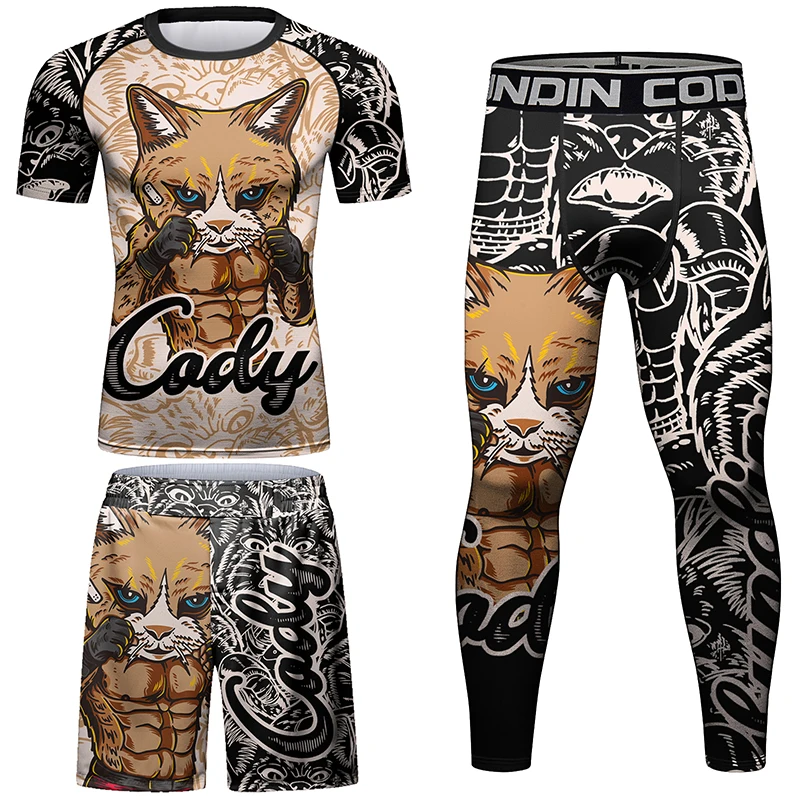 Ensemble T-shirt et pantalon de compression pour homme, Jiu Jitsu Rushguard, MMA, Herb J Gi, Rash Guard, Grappling, déclinaison, Boxing, Jerseile Leggings