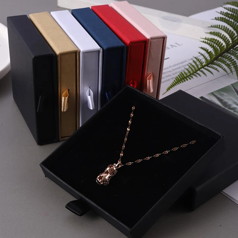 Thin Kraft Paper Drawer Jewelry Box Greeting Card Necklace Bracelet Gift Box