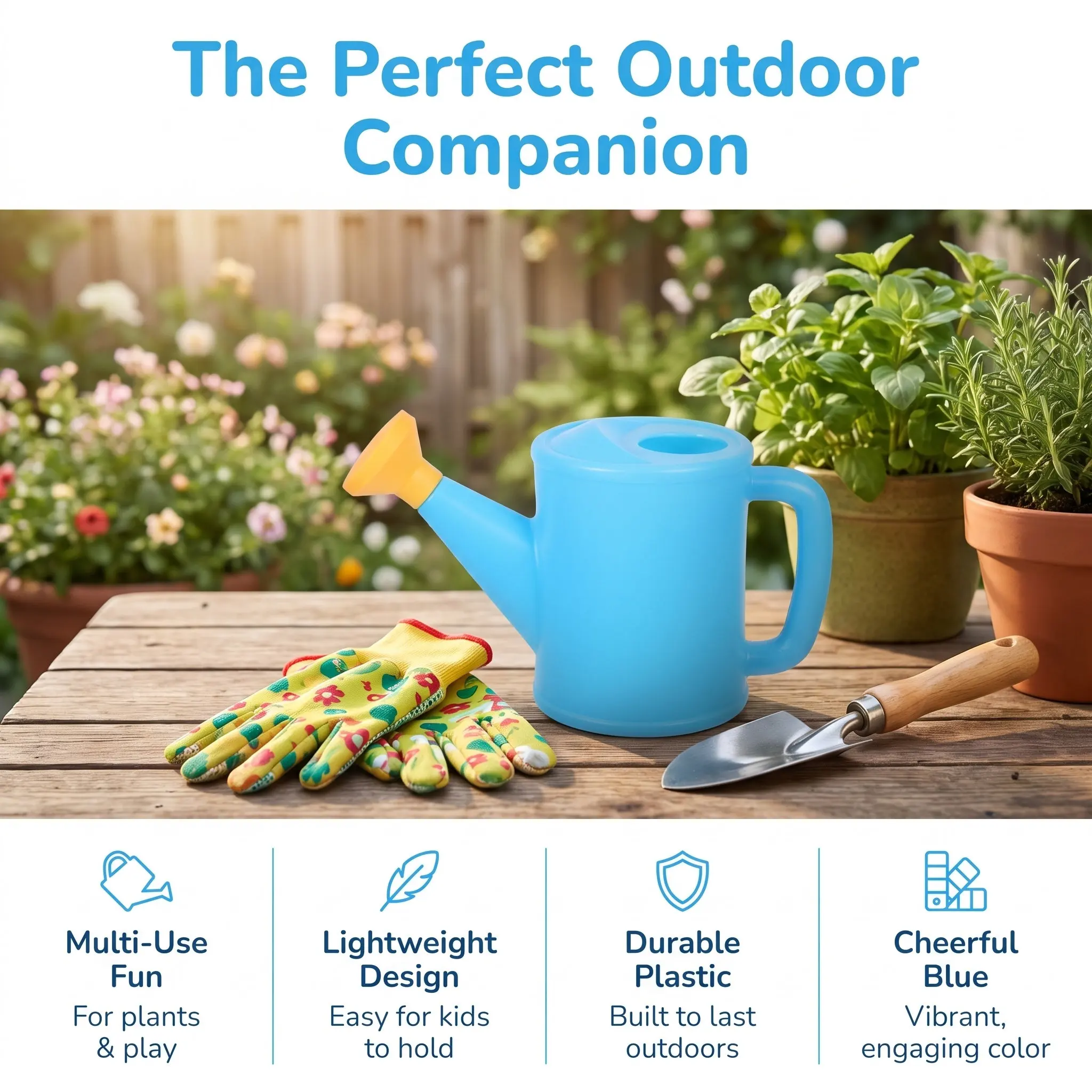 Child Watering Kettle Bright Colors Easy Grip for Plants Flowers Succulents Beach Sand Play Garden Activity Teaching Plant Care