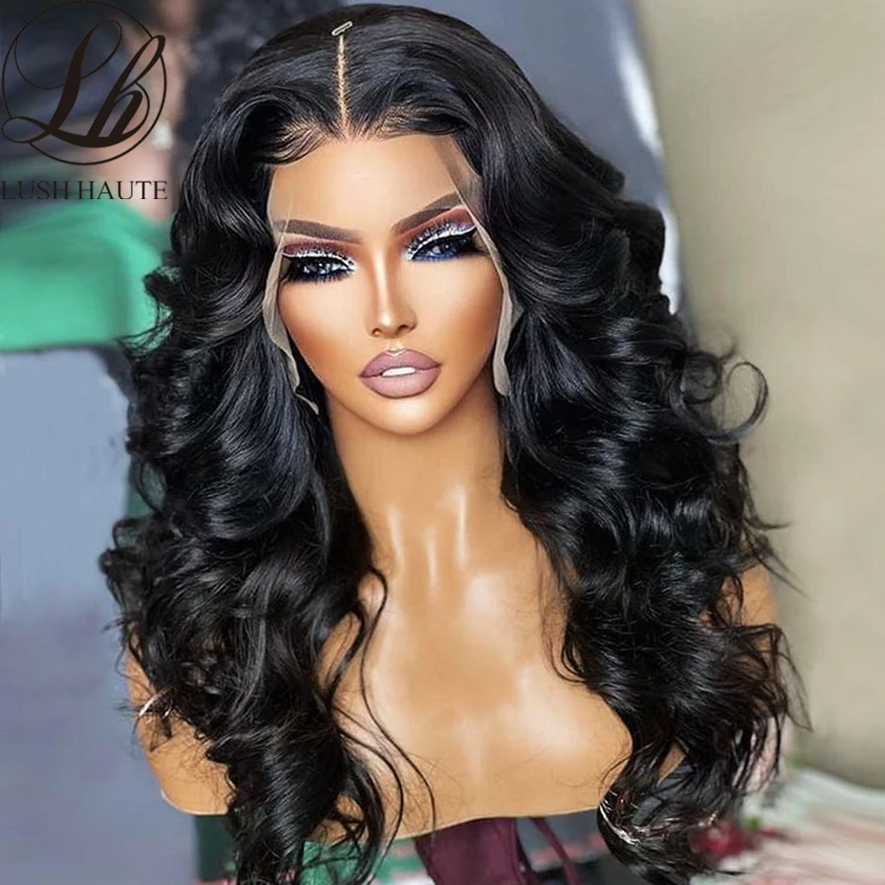 13X6 Lace Front Pruiken Synthetische Pre Geplukte 180 Dichtheid 30 Inch Hd Body Wave Lace Front Pruiken Voor Zwarte Vrouwen Lijmloze Pruiken