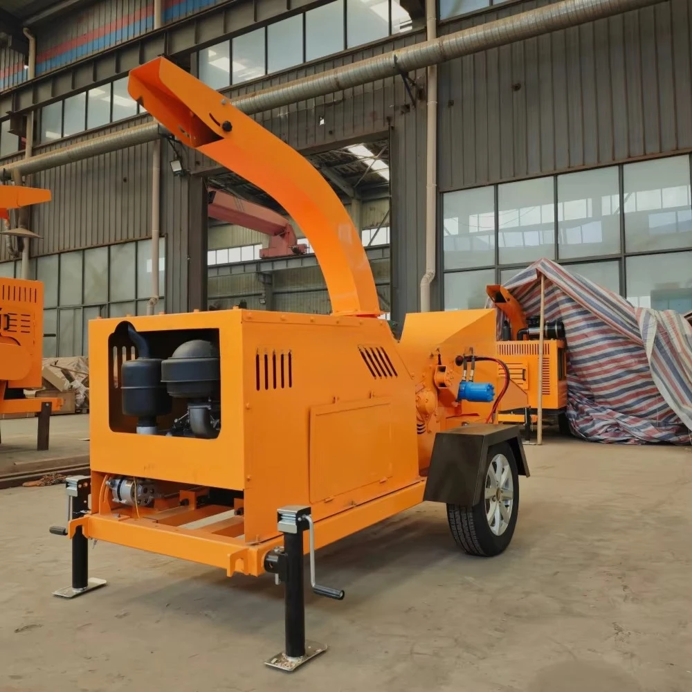 High Efficiency 5 Inch Wood Chipper with Foldable Infeed Table 32HP 102HP Diesel Tree Shredder for Orchard and Farm