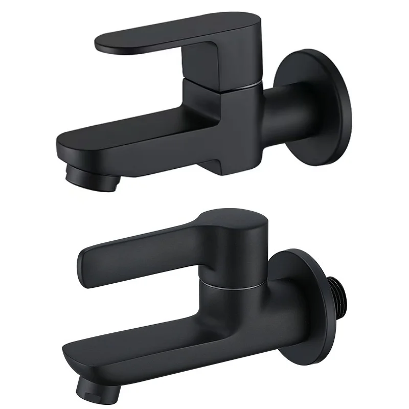 Wall Mounted Solid Brass Outdoor Faucet Single Cold Water Tap Gray/Black for Garden Balcony Washbasin Mop Pool - Creative Home
