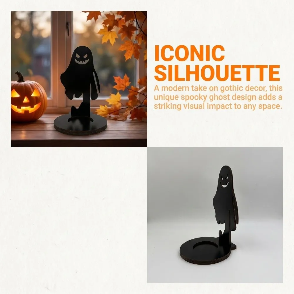Creative Wooden Shadow Candle Holder Black Cat Scarecrow Halloween Candle Stand Bat Ghost Tealight Holder Holiday Atmosphere
