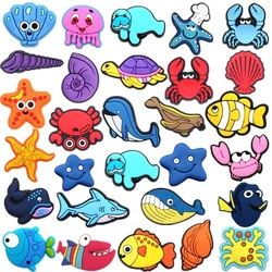 1pcs Sea Creature Style Shoe Charms Funny Pattern Shoe Clips Aceessories Fit Clogs Buckle PVC Adult X-mas Party Gifts