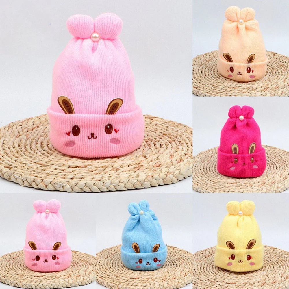 

Cotton Newborn Baby Cashmere Fetal Cap Autumn Winter Girl Boy Woolen Hats Cute Bunny Cartoon Warm Caps For Kids 0-9 Month