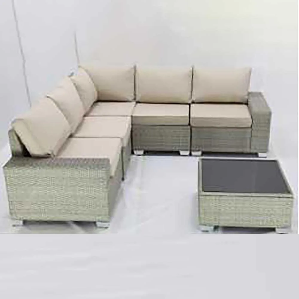 

6-Pieces Rattan Patio Outdoor Furniture Set, Waterproof Wicker Outdoor Sectional Sofa with Thick Cushions, All-Weather PE Rattan
