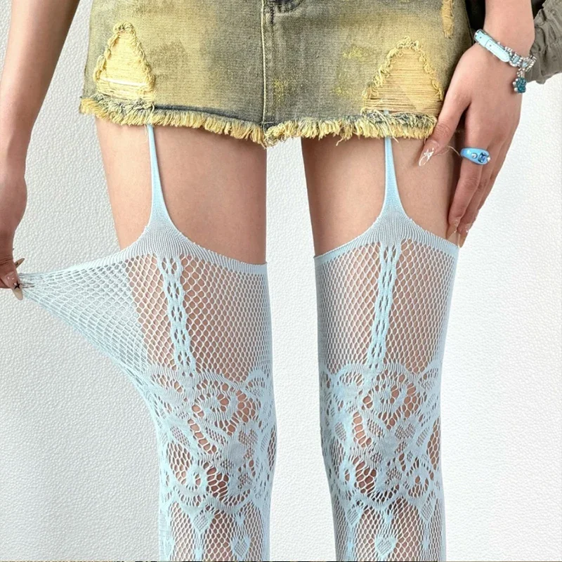 

Kawaii Gothic Hollow Out Pantyhose Lolita Floral Lace Hollow Out Fishnet Tights Sexy Suspender Stockings Halloween Party Hosiery