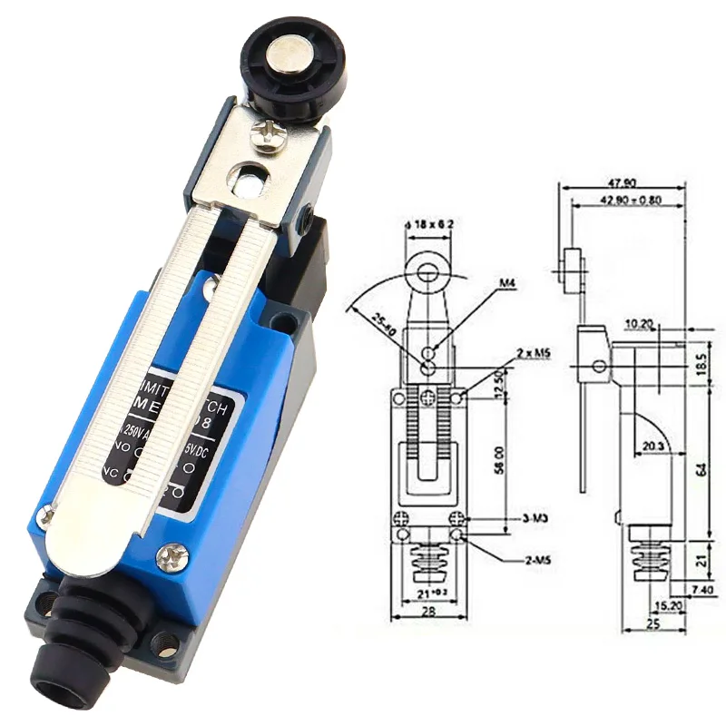 10pcs ME-8108 Momentary Roller Arm Type Limit Switch For CNC Mill Laser 5A 250V ME8108 micro switch