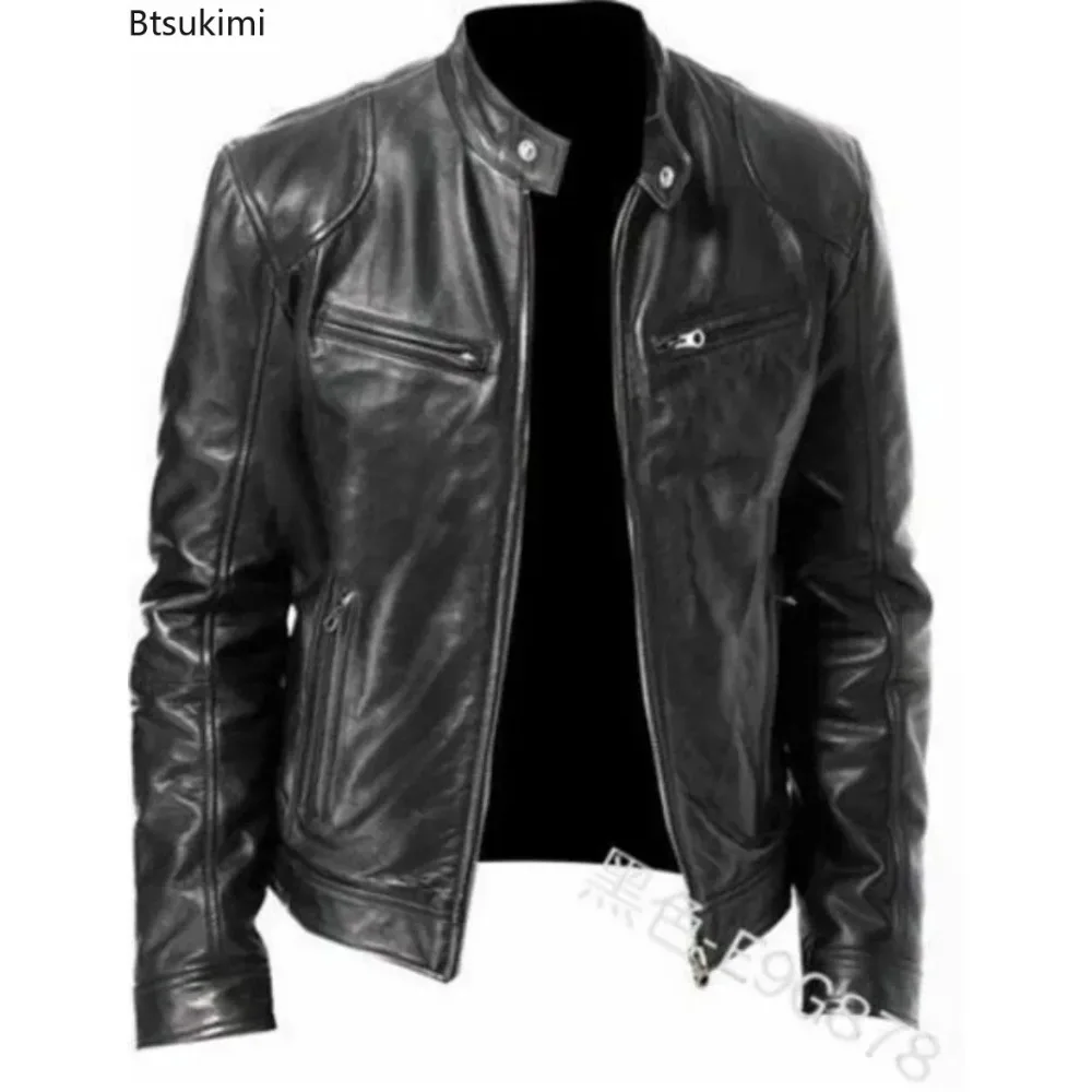 2025 Leather Motorcycle Riding Jacket Men's Slim Fit PU Jacket Outdoor Sports Autumn and Winter Windproof Men's Jacket 5XL