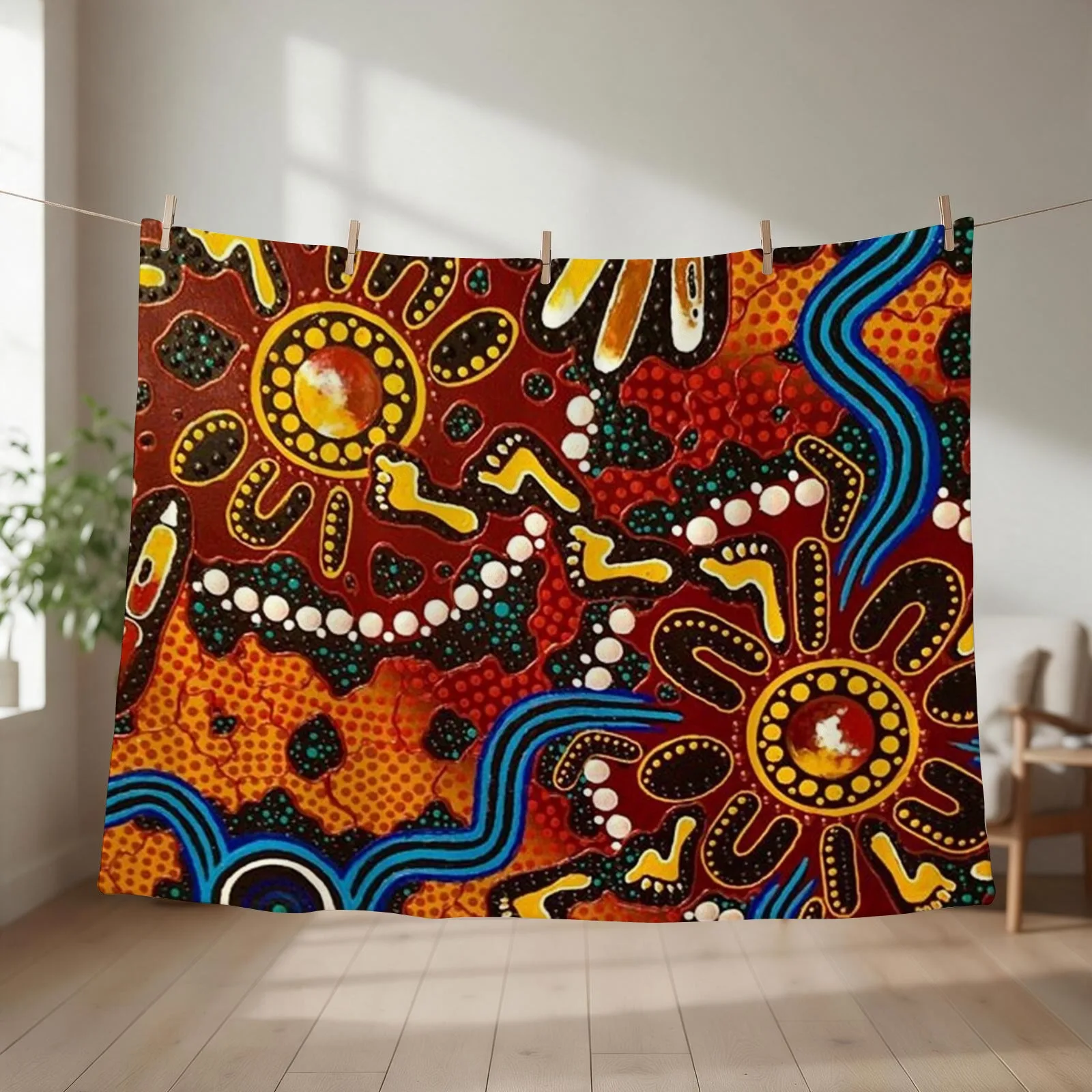 Australian aboriginal art Throw Blanket Retros Hair manga Soft Beds Blankets