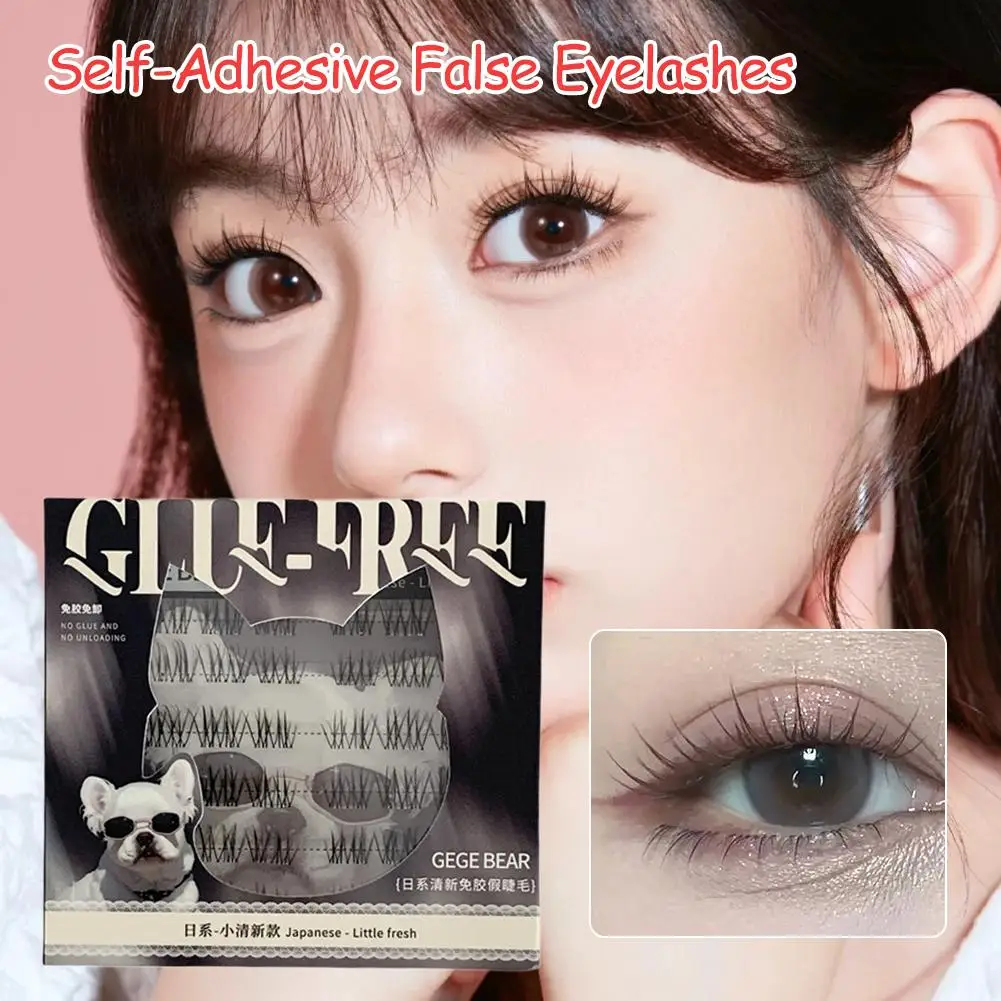 Voluminöse, kleberfreie, selbstklebende falsche Wimpern, Anime-Anwendung, dicke Wimpern, flauschiges Curling-Auge, natürlich, einfach, D3L2