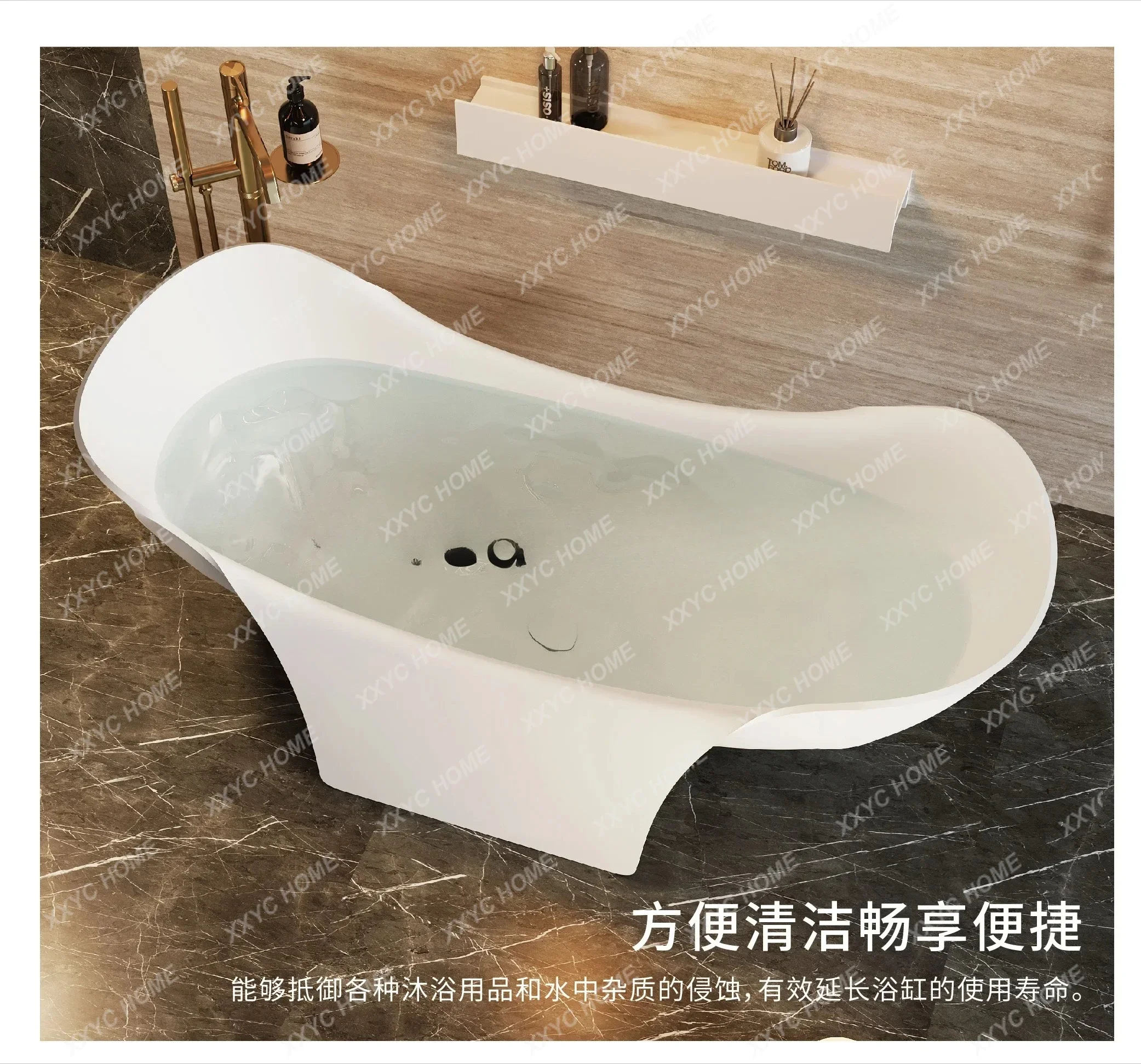 A  PMMA Artificial Stone Bathtub High-end Skin-friendly Freestanding Bathtub Home Homestay Hotel Art Bathtub