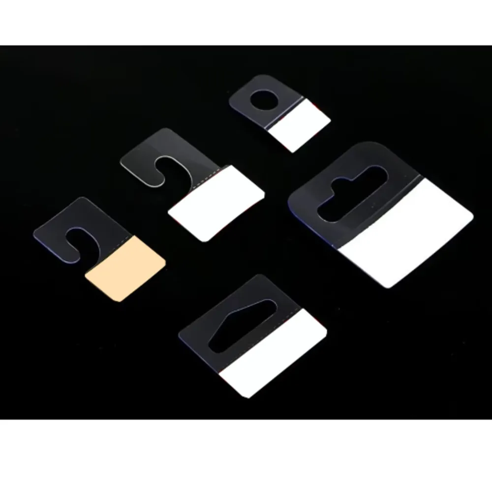 Plastic Pvc Pet Hang Tab Haken Op Merchandise Pakket Box Bag Hangers Peghooks Display J-Haak Zelfklevende Stijl 200Pcs