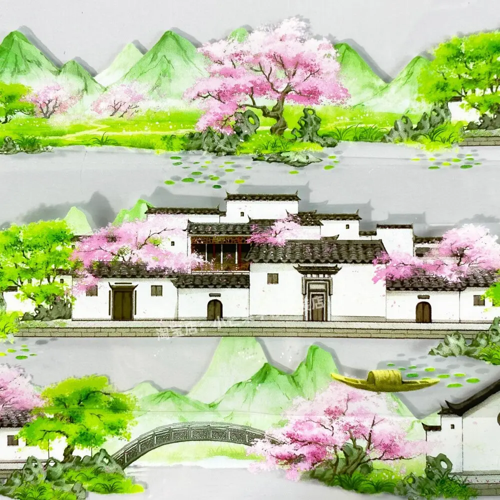 

Washi Pet Tape Zero Spring Water Family Ancient Building Willow Ancient Style Journal Collage Planner Sticker
