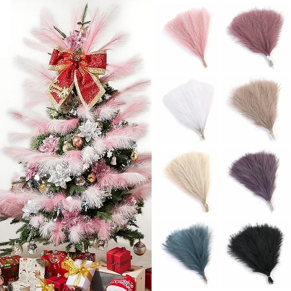 5/10 Stück künstliches Pampasgras, gefälschter Schilfrohrstrauß, Weihnachtsbaumdekoration, gefälschte Pampas, kurze Vase für Heimdekoration, Zubehör