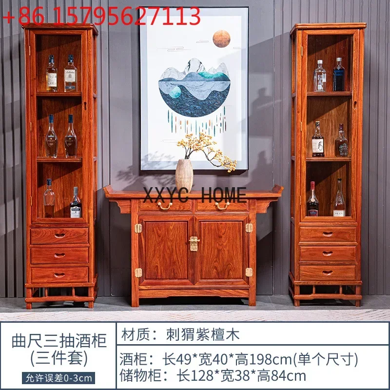 

Rosewood Rosewood Wine Cabinet Tempered Glass Display Solid Wood Living Room Shelf