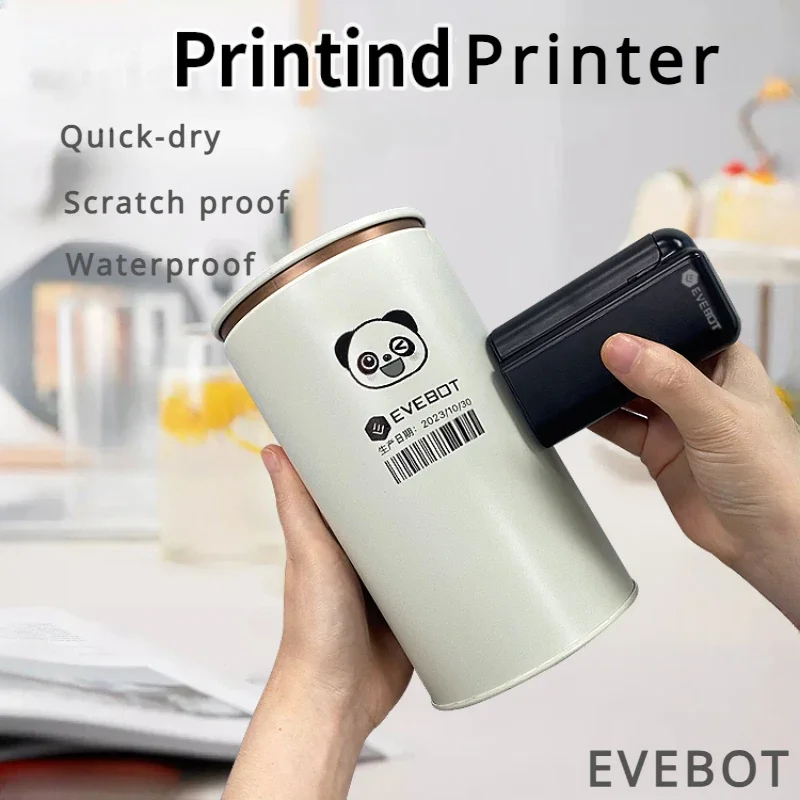 EVEBOT PrintInd Printer Small Coding Machine Plastic Bag Clothes Carton Ceramic Custom Pattern QR Code Production Date Barcode