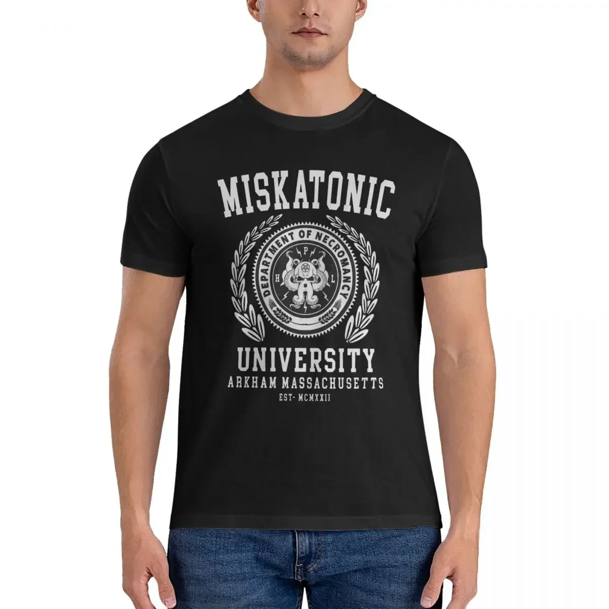 100% Cotton CTHULU AND LOVECRAFT - MISKATONIC UNIVERSITY 1 T-shirt Men's Fashion Oversized T Shirt Men Round Neck Shirts Tops