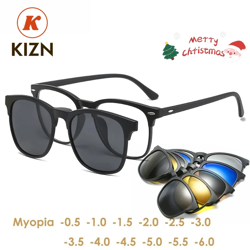 KIZN الرياضة مخصص قصر النظر وصفة طبية النظارات الشمسية الرجال المغناطيس ظلة الاستقطاب كليب على نظارات شمسية النظارات الإطار امرأة-0.5