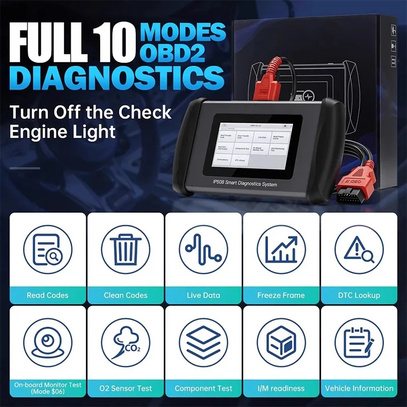 Car tester OBD fault diagnosis IP508 key matching programming Fault code interpretation/clearance Android 10.0