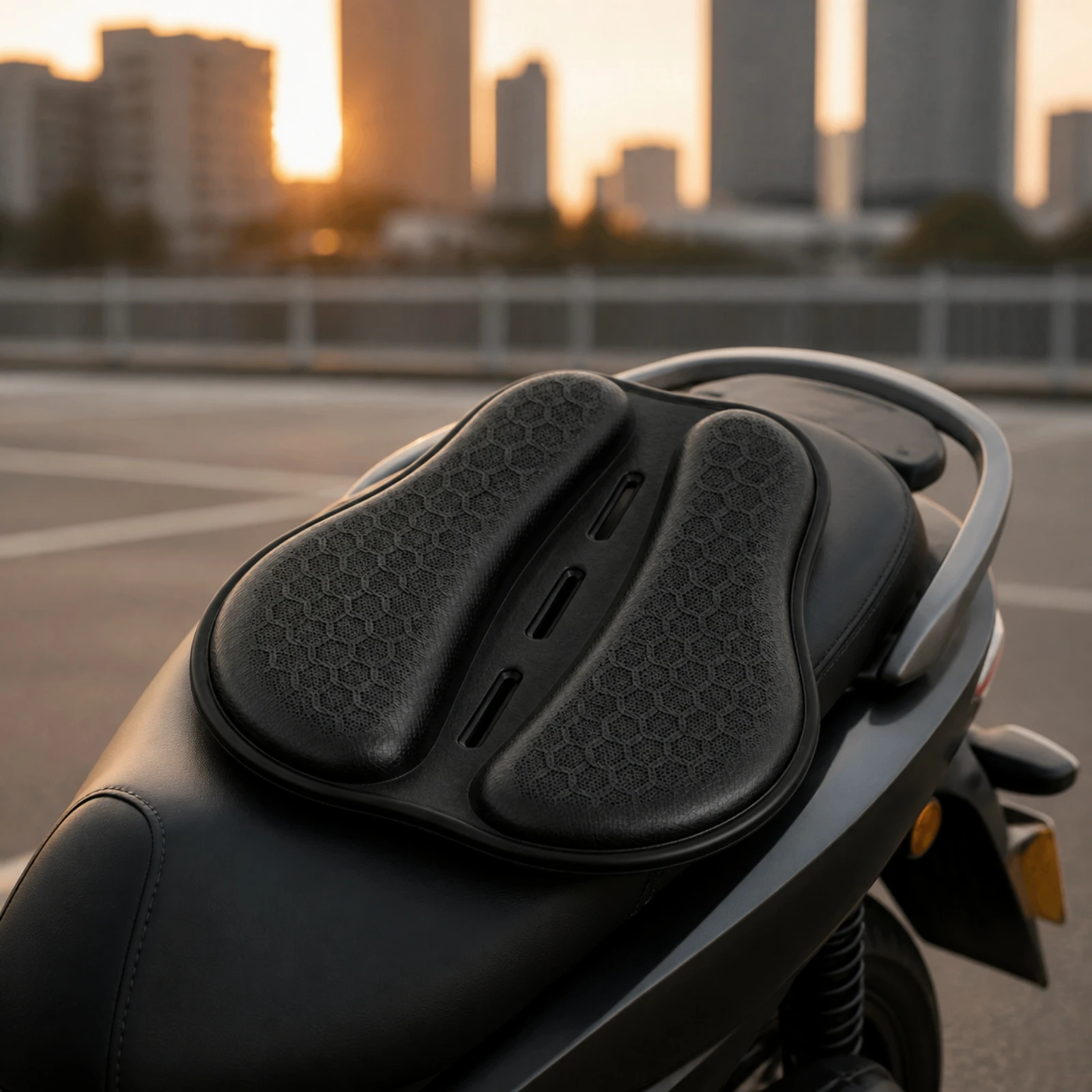 Motorcycle Seat Cushion Pressure-Reducing TPE Honeycomb Gel Seat Cushion Ergonomic Supportive for Long-Distance Riders