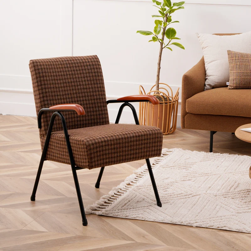 

wool tweed Iron tube chair armchair retro simple nordic single light luxury chair designer home luxury butacas home furniture