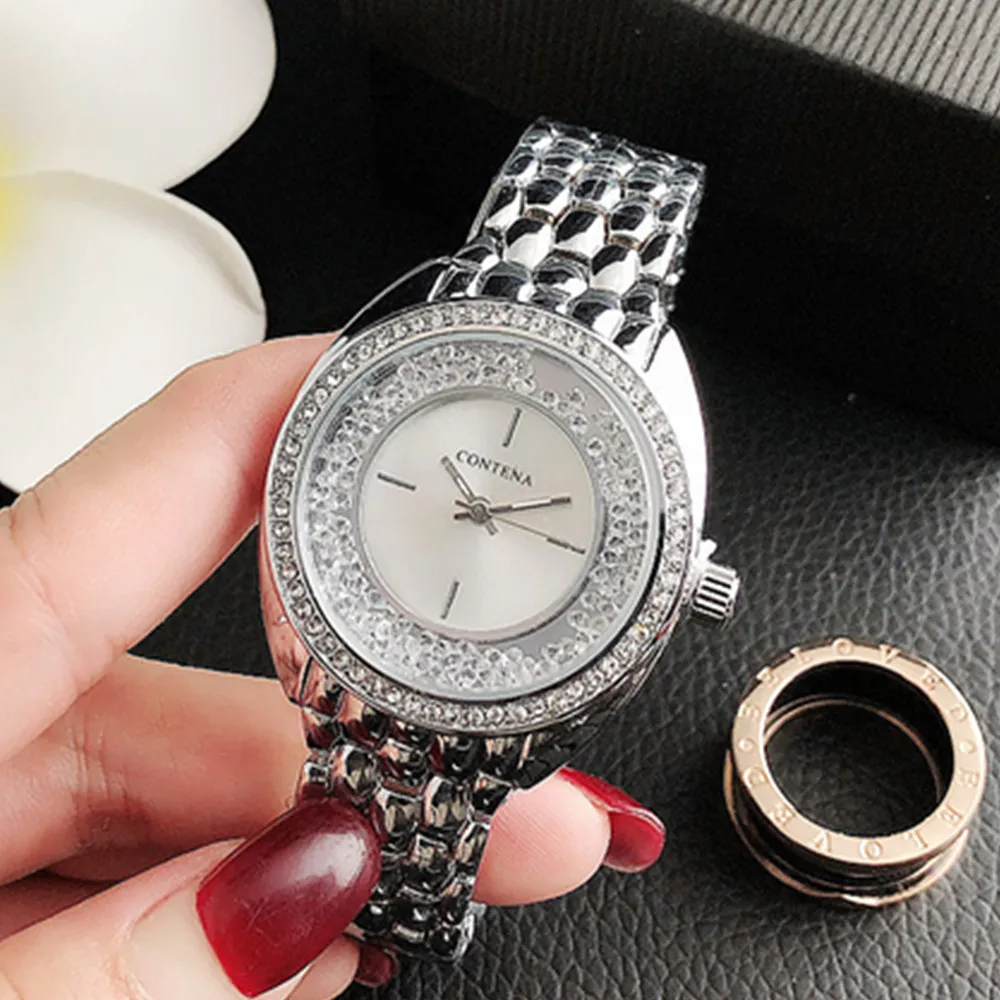 New Contena Brand Luxury Watches Women Fashion Rhinestone Women\'s Quartz Watches Stainless Steel Ladies Watch Female Clock Gift