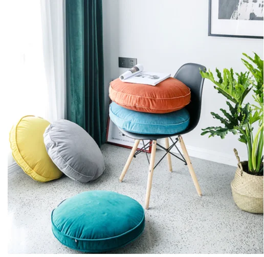 

Nordic macaron color round pillow on bed waist by bay window seat cushion removable and washable
