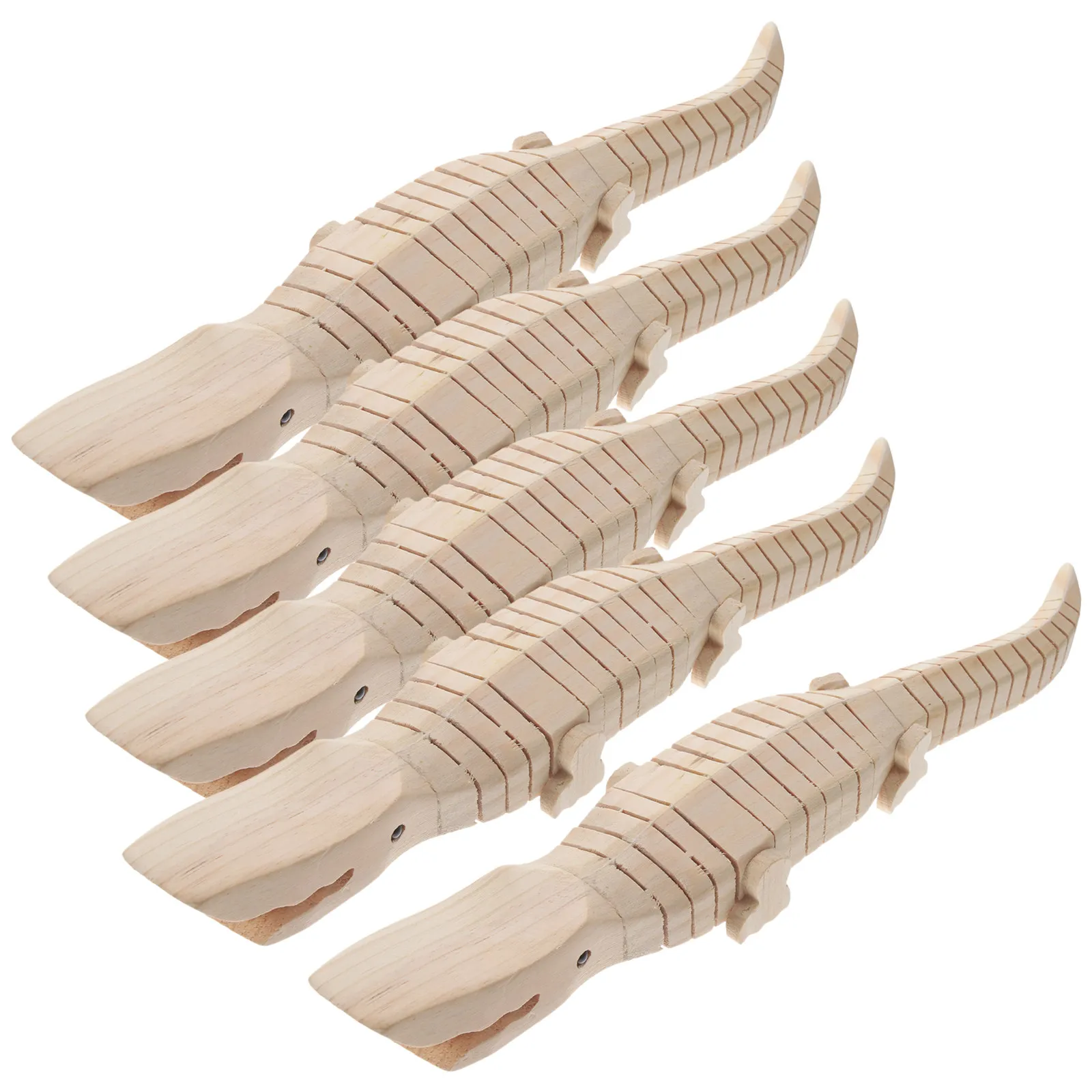5Pcs Wood Unfinished Small Painting DIY Wiggle Animal Craft Gift Learning Educational Plaything Wood Model