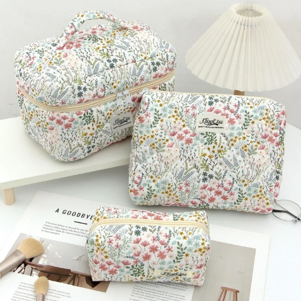 Blumendruck Damen Mode Kosmetiktasche Große Kapazität Reiseveranstalter Make-up Kulturbeutel Handtasche Tragbare Damen Einkaufstasche – Detail 1