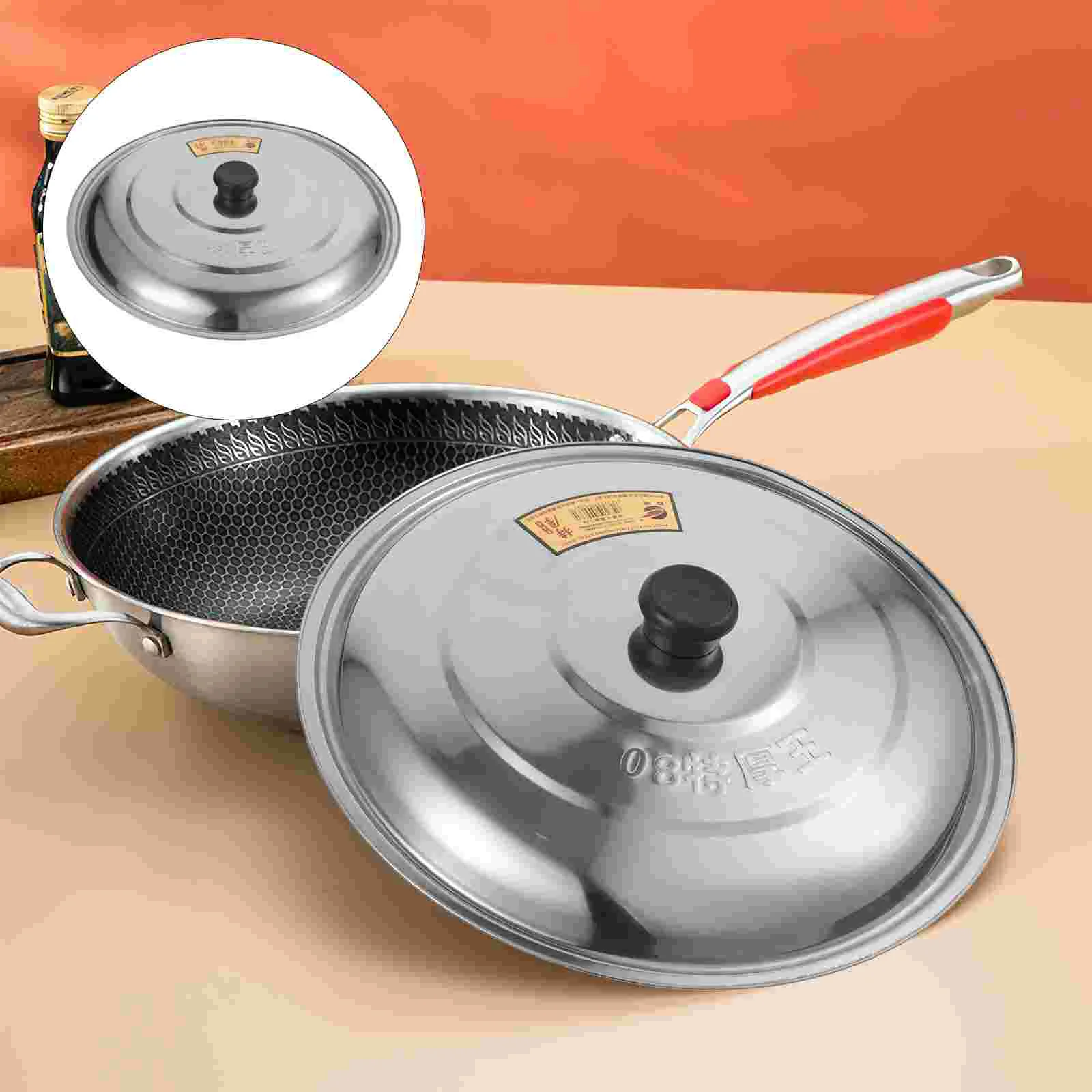 Stainless Steel Pot Lid Household Pan Cover Multi-function Metal Multi-functional Plastic Knob Lightweight