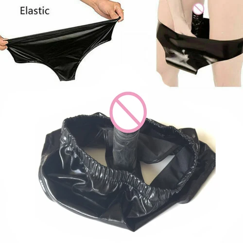 Patent/PU Leather Chastity Panties with Anal Vagina Plug Pants Vibrator Dildo Strap On Bondage Harness Belt Thong G Spot Sex Toy