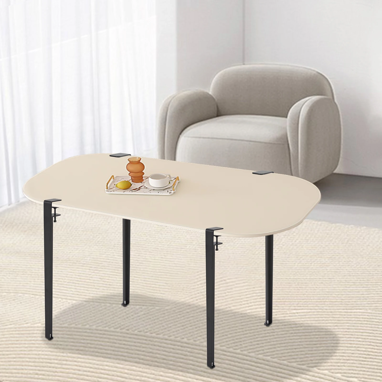 F-shaped DIY Adjustable Table Legs,with 4Pcs Iron Table Clamp Legs, High Load Bearing ,Applies To Various Shapes Of Table Boards