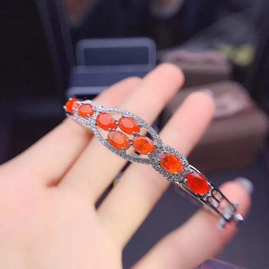 

Elegant Gift for Your Wife New Coming 100% Natural and Real Opal Bangle 925 Sterling Silver Opal Bangle
