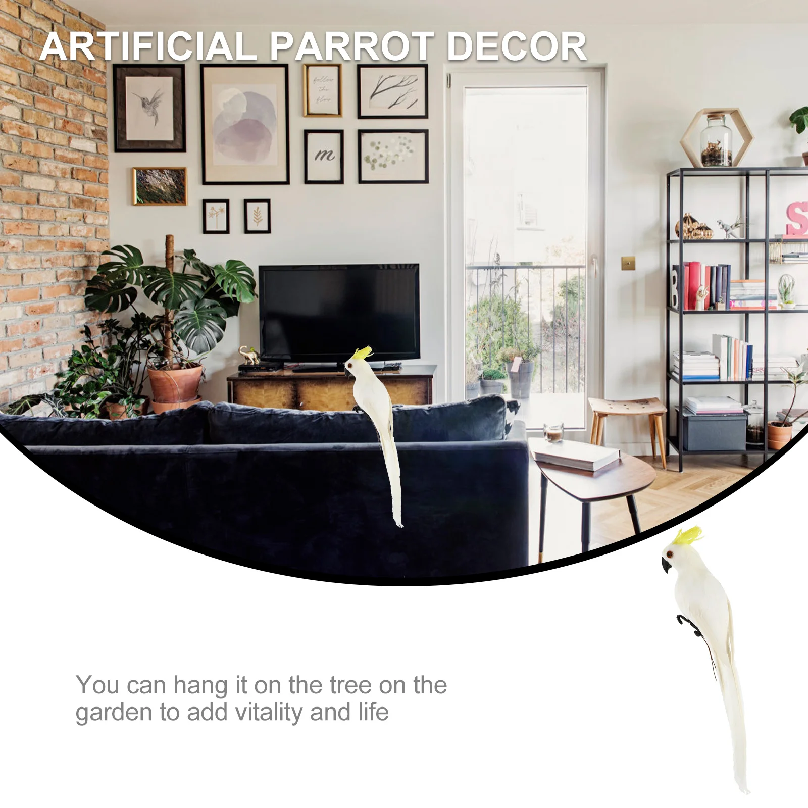 

1pc Artificial Parrot Decor Realistic Simulation Bird For Garden Outdoor Decoration Feathered Parrot Party Supplies Gardening