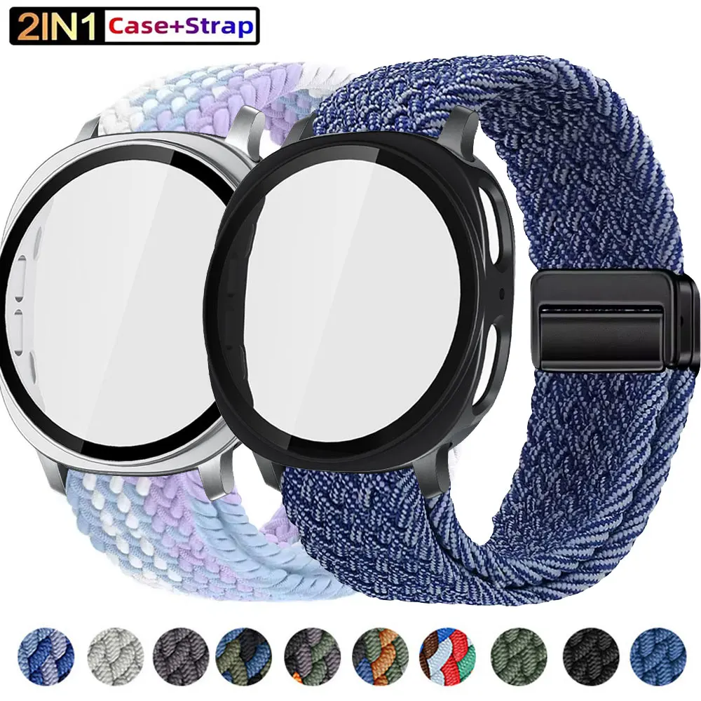 Tempere-Glasgehäuse für Samsung Watch 8 40 mm 44 mm, Sportarmband für Galaxy Watch 8 Classic 46 mm Nylon-Schlaufenband-Zubehör