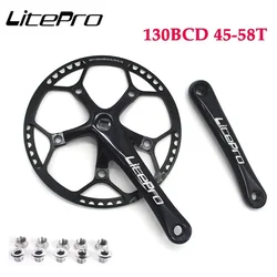 Litepro 130BCD Bicycle Crankset Aluminum Alloy Folding Bike Crankset 45T 47T 53T 56T 58T 130 BCD Road Bike Crank Set