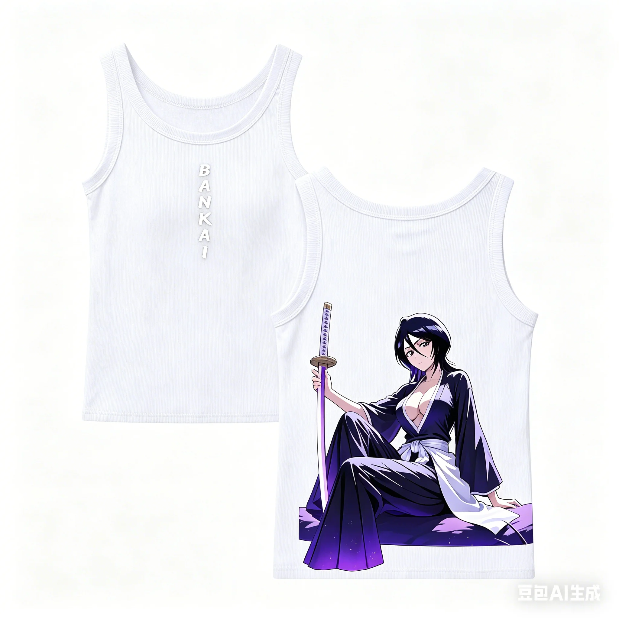Bleach Ribbed Tank personality Clothes New Model Anime T-shirt Yearround clothing Plus Size Y2k Short Sleeves Streetwear Trendy view 3