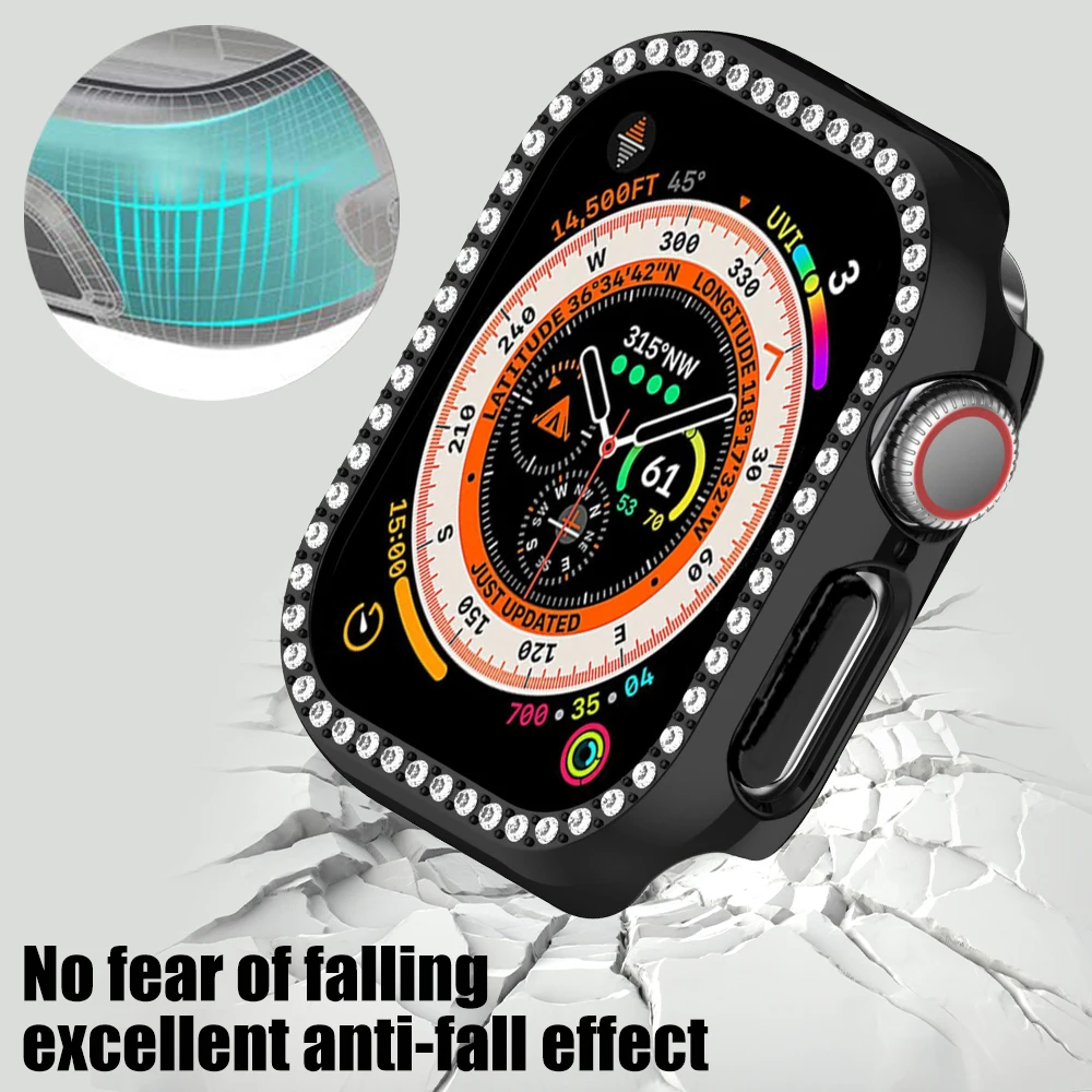 Diamond Cover For iWatch Series 10 42MM 46MM Screen Protector Tempered Glass Film + Case Integrated Bumper Shell For iWatch 10