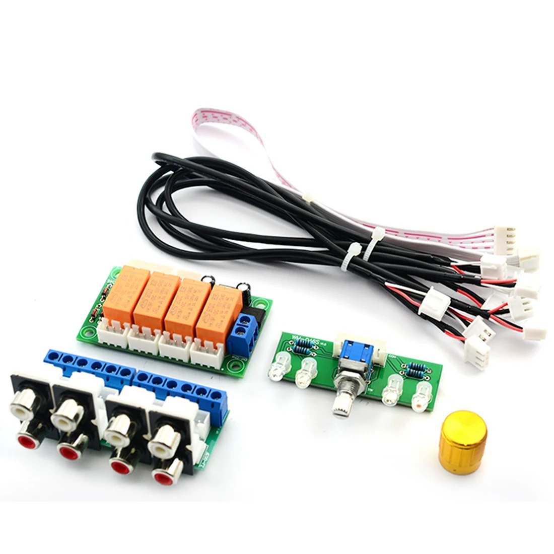 Relay 4-Way Input Audio pemilih sinyal beralih RCA Input Audio papan pilihan sakelar Putar