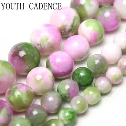 Natural Stone Pink Green White Persian Jades Beads Round Loose Spacer Beads Strand 6/8/10/12 MM For Jewelry Making DIY Bracelet