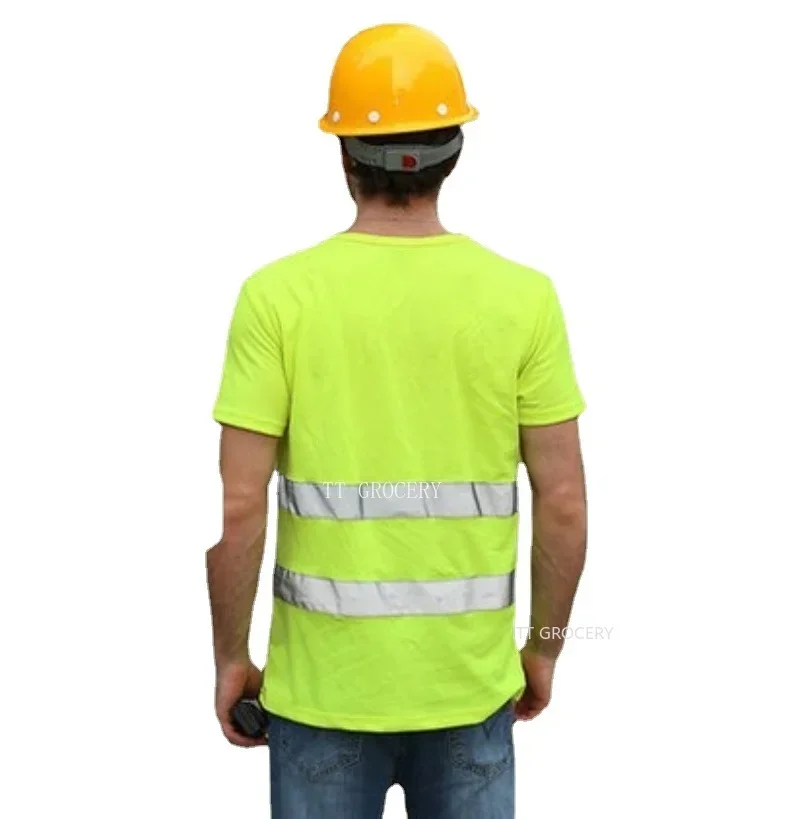 Esportes ao ar livre fluorescente de alta visibilidade segurança trabalho camisa verão respirável trabalho t camisa colete reflexivo camiseta