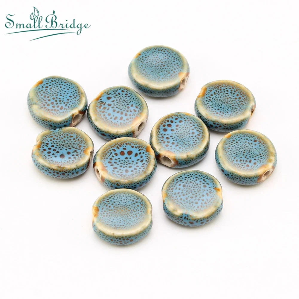 10Pcs Charm Flat Round Ceramic Beads For DIY Bracelet Jewelry Making Accessory Cube Square Chinese Porcelain Spacer Bead Crafts