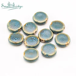 10Pcs Charm Flat Round Ceramic Beads For DIY Bracelet Jewelry Making Accessory Cube Square Chinese Porcelain Spacer Bead Crafts
