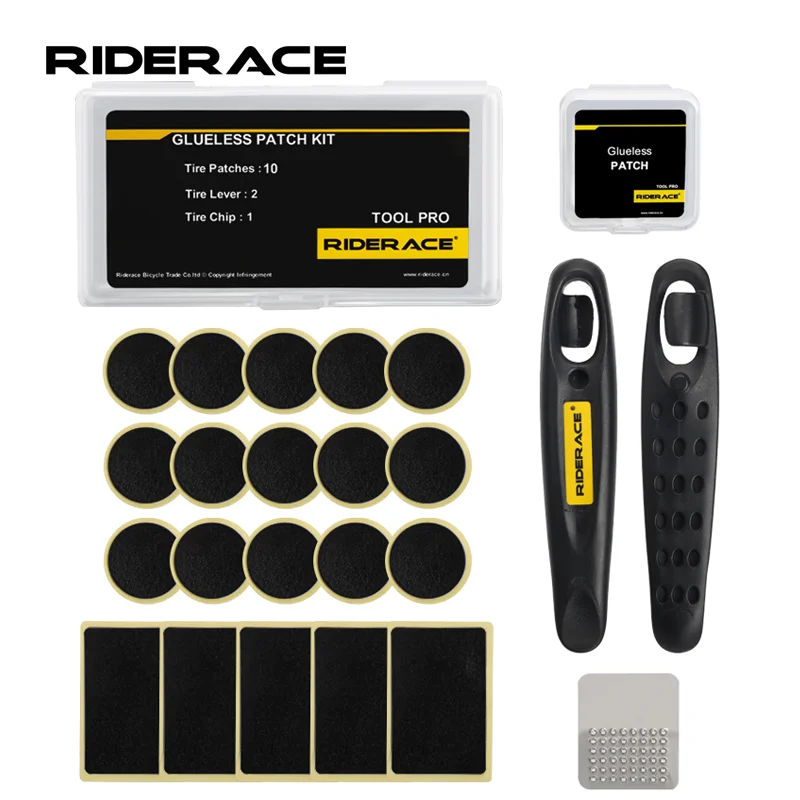 Bicycle Glueless Chip Patches Kit Bike Inner Tube Patching Tyre Lever Wheel Repair Tool MTB Glue Free Cold Patch Sealant Fix