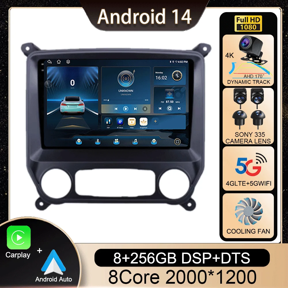 

Android 14 Carplay Auto Car Radio For Chevrolet Silverado 3 GMTK2 2014 2015 2016 2017 2018 Multimedia Video Player GPS Stereo 4G