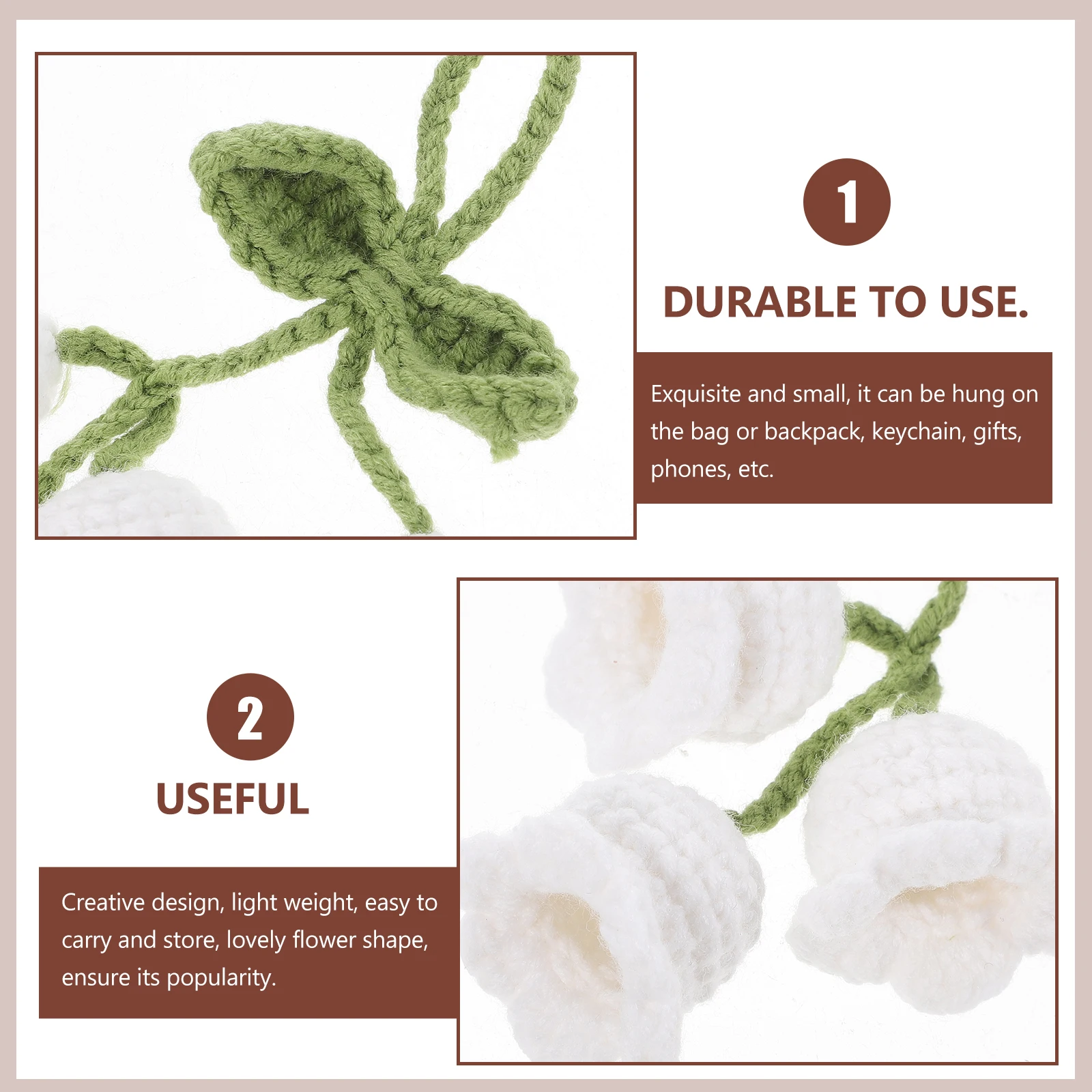 

Creative Knitted Pendant Lightweight Keychain Charm Decor For Bag Backpack Luggage Crochet Flower Woven Pendant