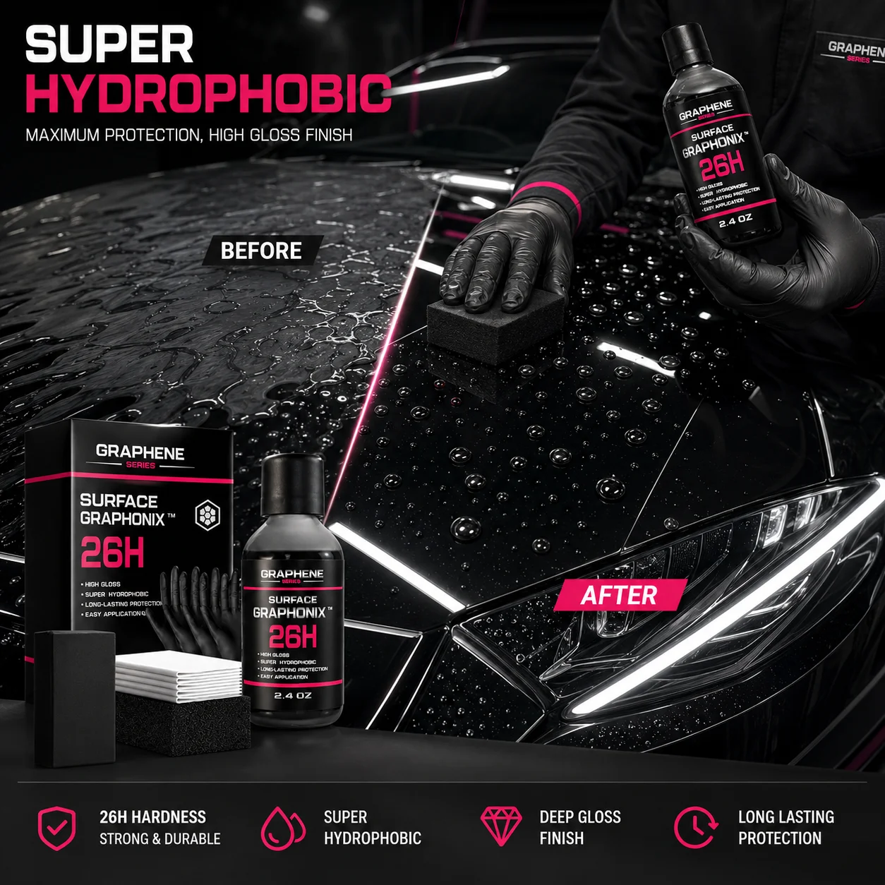 Graphene Nano Ceramic Coating Spray Car Hydrophobic Auto Body Shine Armor Wax Crystal Plating Quick Nano-Coating Paint Cleaner