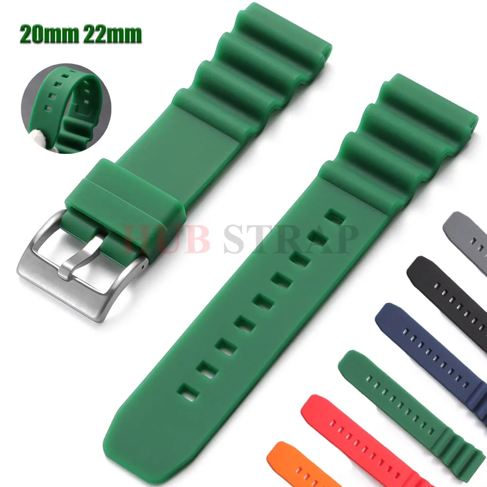 Soft Silicone Strap 20mm 22mm Sport Diving Waterproof Watch Band for Citizen for Seiko Abalone Water Ghost Bracelet Accessories